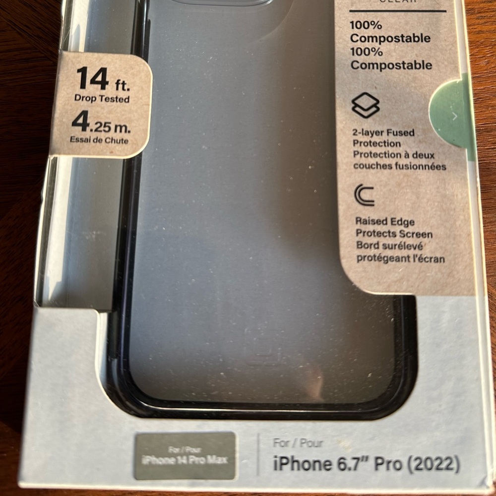 Incipio Clear Compostable Phone Case - Black trim for iPhone 14 Pro Max NIB